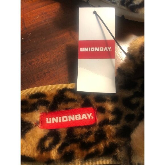 Nordstrom Unionbay Leopard Fuzzy Slides Tan Black Brown 7 New - Picture 5 of 5